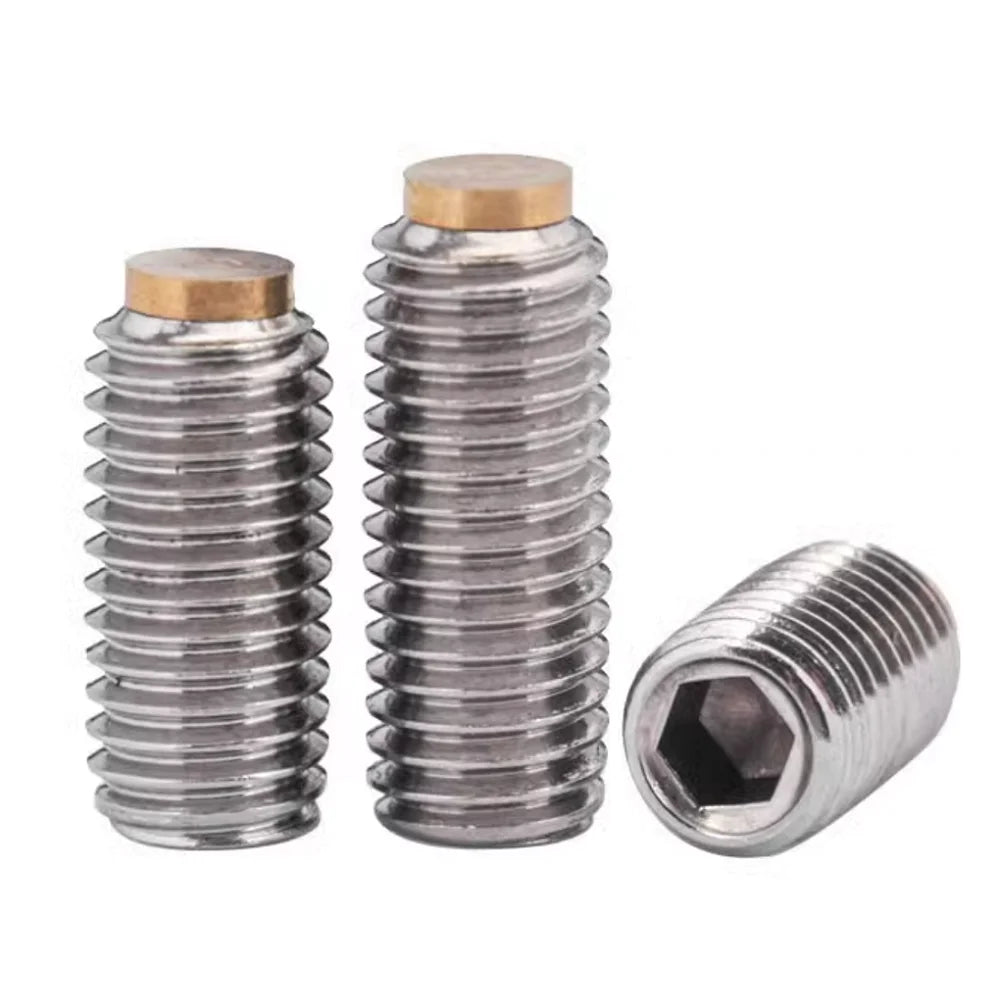 1-10pcs M2M2.5M3M4M5M6M8M10M12 stainless steel hex socket brass set screw