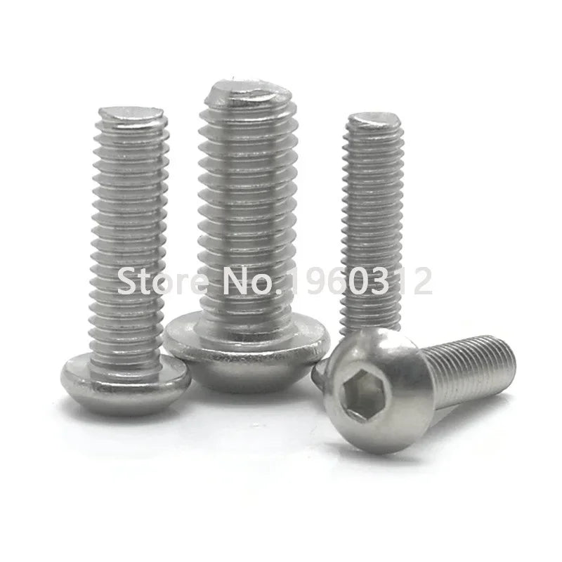 1000Pcs M3*10 / 9mm ISO7380 Stainless Steel 304 or Black 10.9 grade Round Head Screws Mushroom Hex Socket Button Head Screw Bolt
