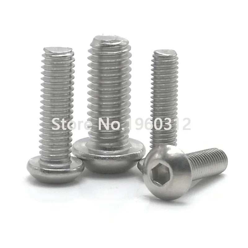 1000Pcs M3*10 / 9mm ISO7380 Stainless Steel 304 or Black 10.9 grade Round Head Screws Mushroom Hex Socket Button Head Screw Bolt