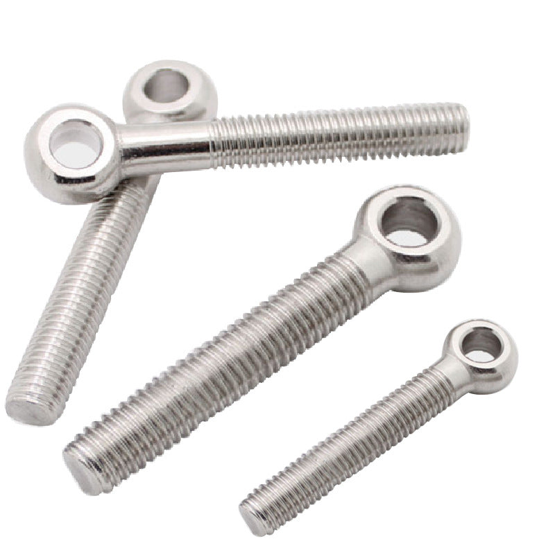 M5/M6/8 304 Stainless Steel Loose Bolt with Hole Fisheye Eye Screw Adjustment Loop Slip Knot Sheep's Eye Screw for Hanging, Lifting & Construction