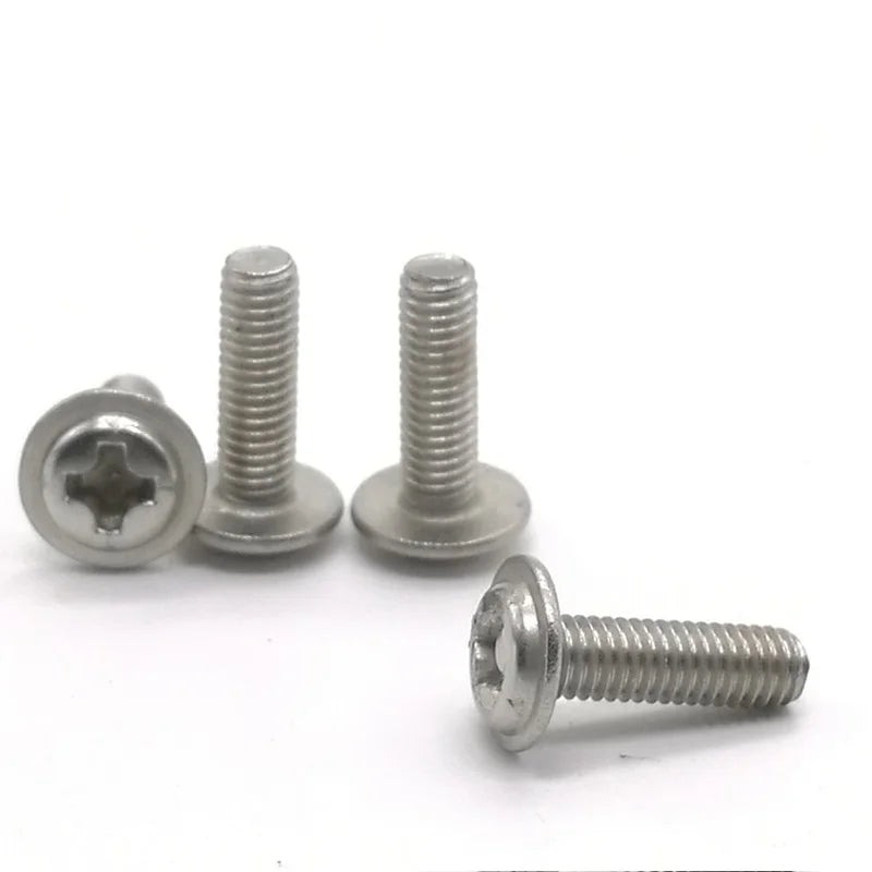 50Pcs M2 M2.5 M3 M4 PWM DIN967 304 or Black Pan Padded Screws Referral Computer Case Chassis Fixed Motherboard Screws With Pad