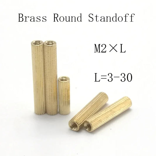 50pcs M2*L L= 3mm to 30mm 2mm thread Brass Round Standoff Spacer Female Female M2 Brass Threaded Spacer