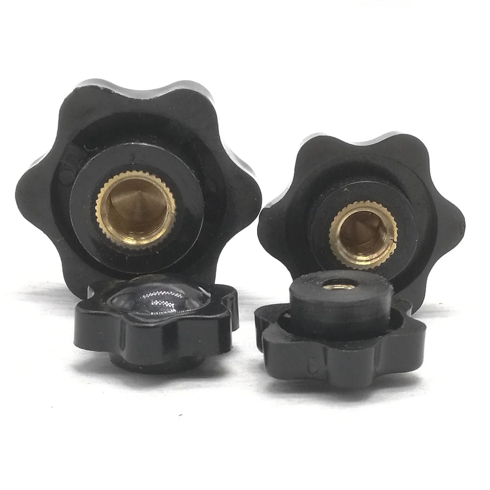 5pcs M5 M6 M8 M10 Plum Bakelite Hand Tighten Nuts Handle Thread Star Mechanical Black Thumb Nuts Clamping Knob Manual Nuts