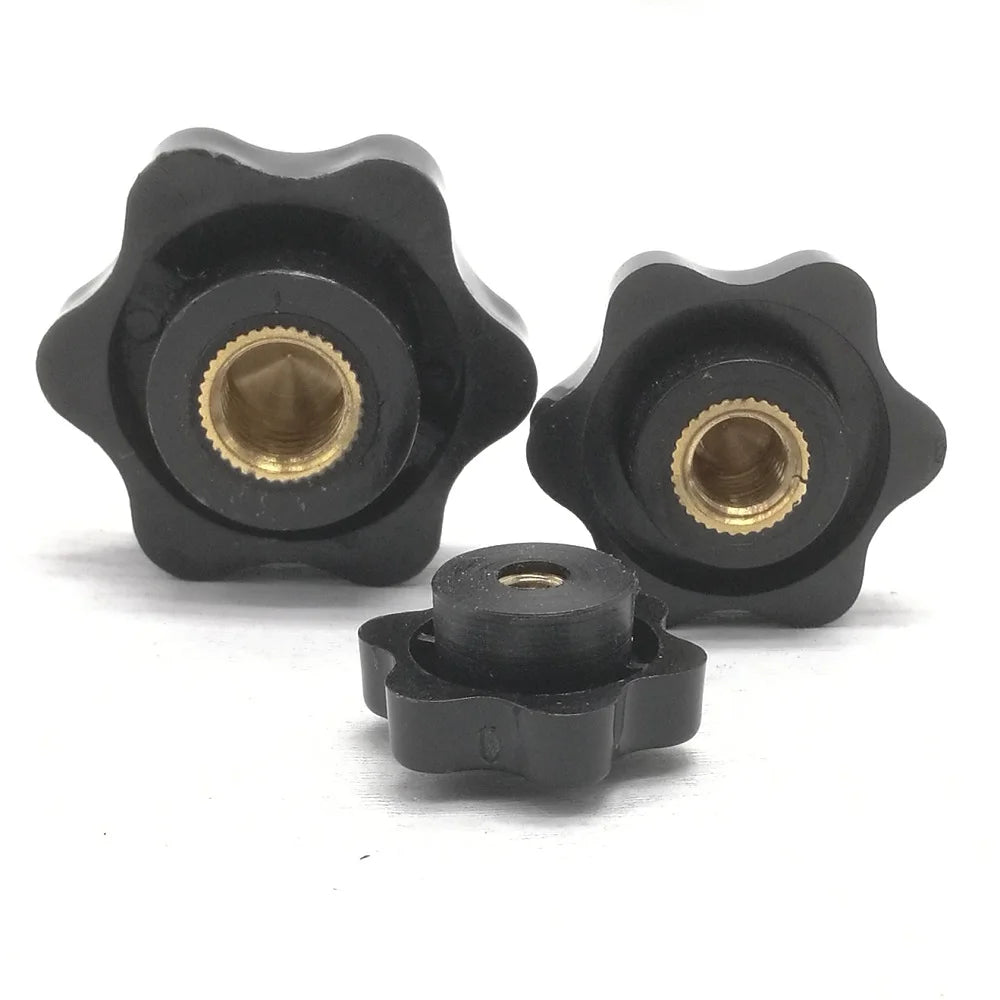 5pcs M5 M6 M8 M10 Plum Bakelite Hand Tighten Nuts Handle Thread Star Mechanical Black Thumb Nuts Clamping Knob Manual Nuts