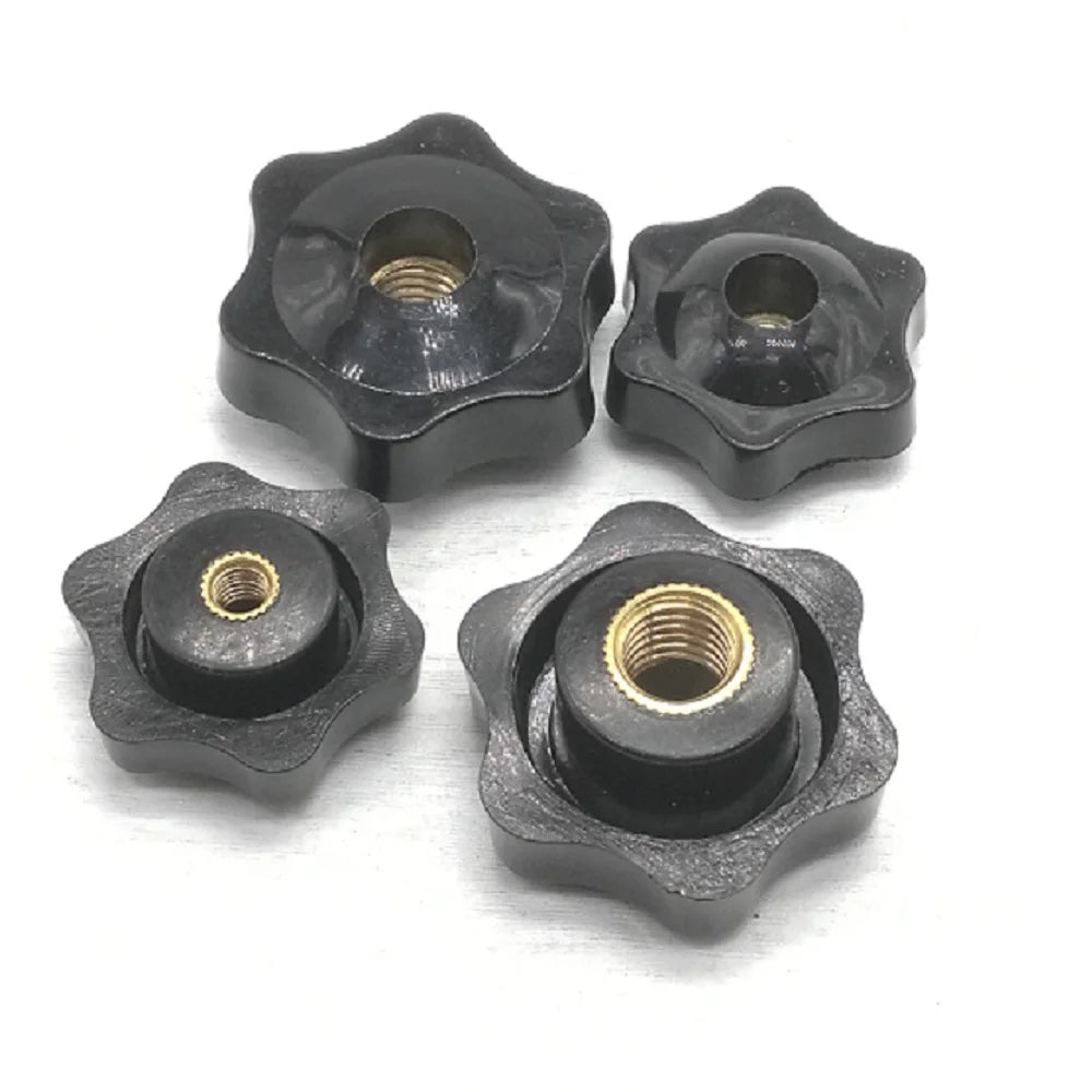 5pcs M5 M6 M8 M10 Plum Bakelite Hand Tighten Nuts Handle Thread Star Mechanical Black Thumb Nuts Clamping Knob Manual Nuts