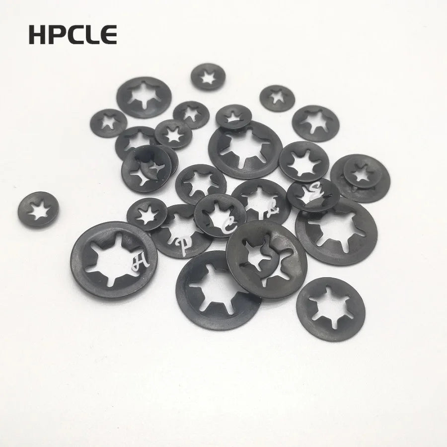 65Mn M3 M4 M5 M6 M8M10 Tooth Starlock Push On Locking Washers Speed Clips Fasteners Assortment Kit Quick Speed Locking Washers
