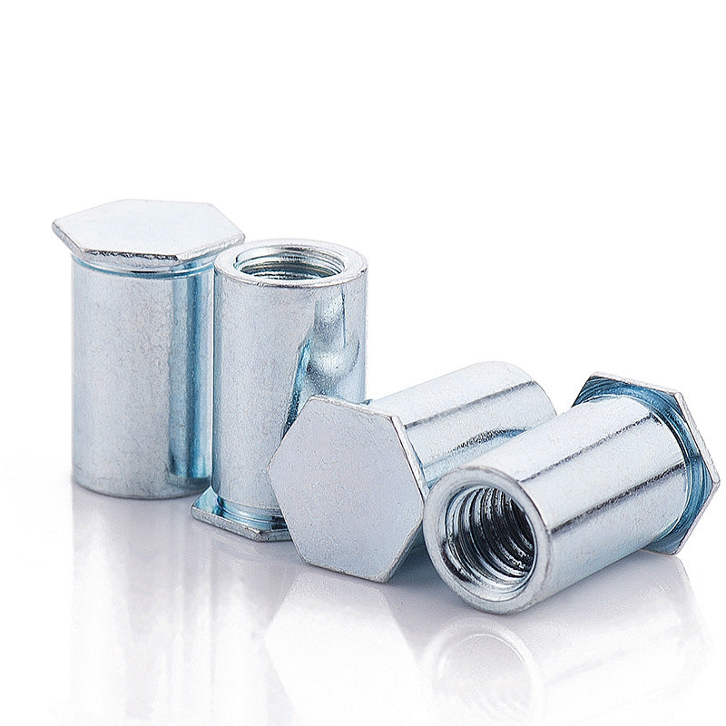 M3M4 BSO Carbon steel blue and white zinc blind hole riveting screw column riveting nut column internal thread riveting part hexagonal stud for Hardware Fabrication