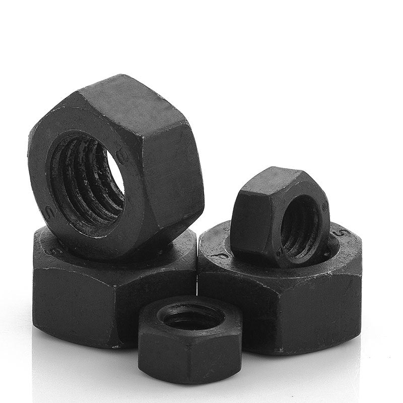 M3/M4/M6/M8 Black Carbon Steel Hex Nuts Grade 8.8 & 12.9 High Strength Hex Nut Caps for Machinery & Industrial Use