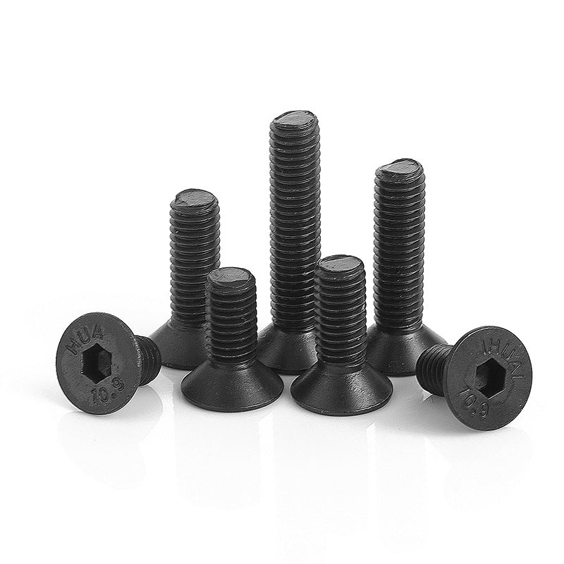 10.9 Grade High Strength Countersunk Head Hexagon Screws Black Flat Head Bolts for Industrial Machinery Assembly