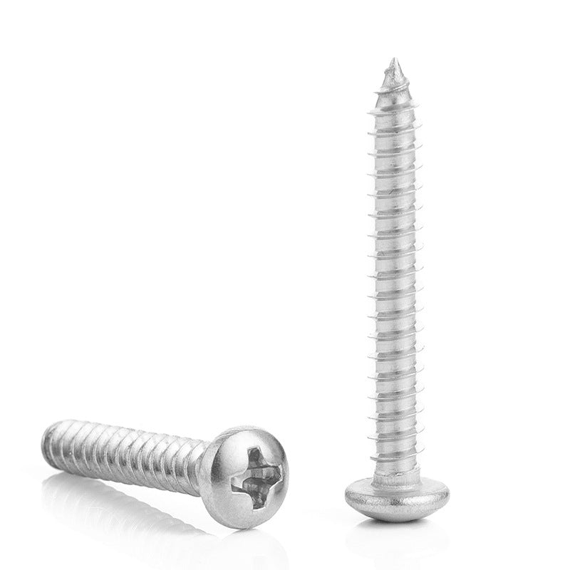 M4-M8 304 Stainless Steel Round Head Pointed Tail Self-Tapping Screws for Outdoor & Home Improvement