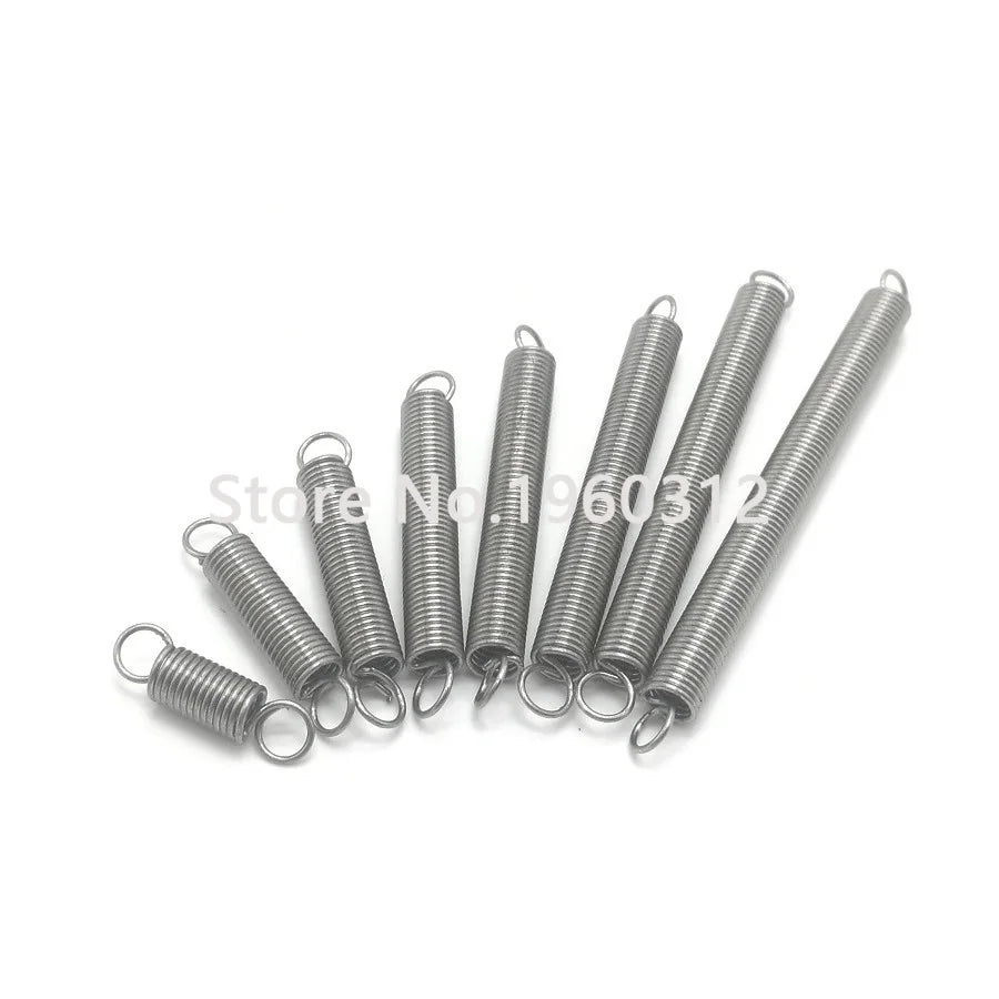 5Pcs 304 Stainless Steel Dual Hook Small Tension Spring Hardware Accessories Wire Dia 1mm Outer Dia 8mm Length 15-50mm