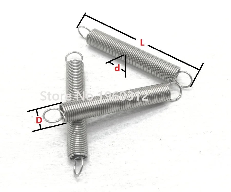 5Pcs 304 Stainless Steel Dual Hook Small Tension Spring Hardware Accessories Wire Dia 1mm Outer Dia 8mm Length 15-50mm