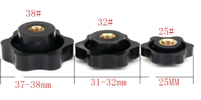 5pcs M5 M6 M8 M10 Plum Bakelite Hand Tighten Nuts Handle Thread Star Mechanical Black Thumb Nuts Clamping Knob Manual Nuts