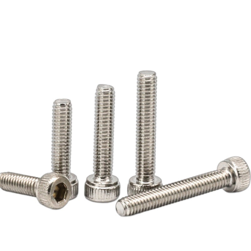 M2.5/M3/M4 Grade 12.9 Nickel Plated Hexagon Screws High Strength Cylinder Head Bolts Half Teeth Cup Head Screws for Molds & Equipment