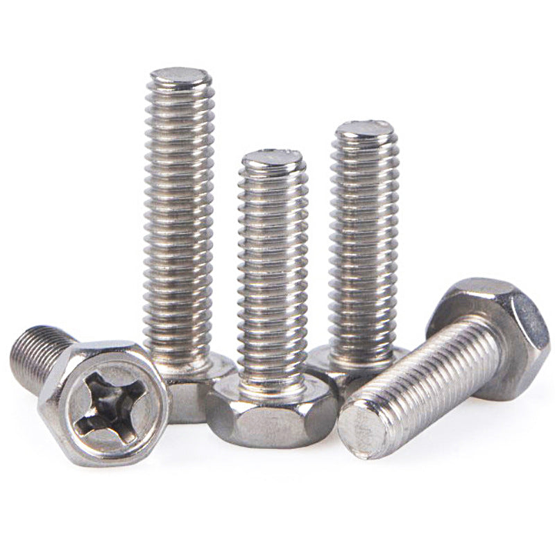 M4/M5/M6 304 stainless steel cross groove outer hexagon screw pocket hexagon bolt concave brain screw for Furniture & Equipment Fixing