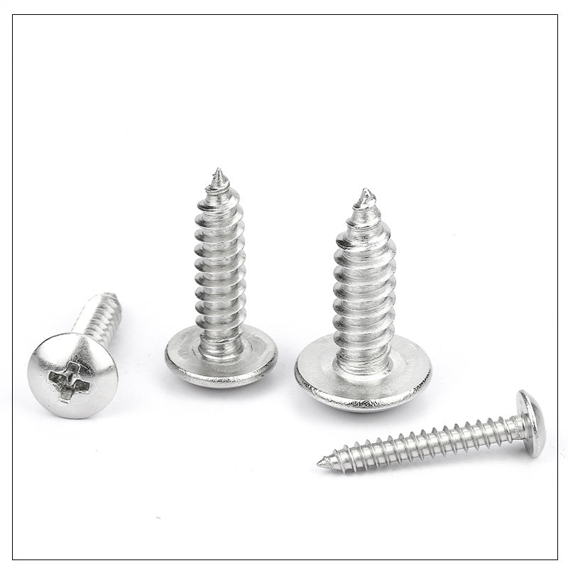 M4/M5/M6 201 stainless steel screw Phillips groove large flat head screw umbrella head mushroom head self-tapping screw for Household & Construction