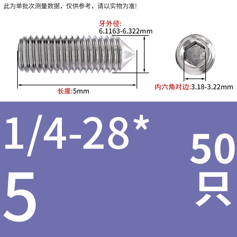 UNC/UNF Imperial Set Screw 304 Stainless Steel Hex Cone End Headless American Bolt