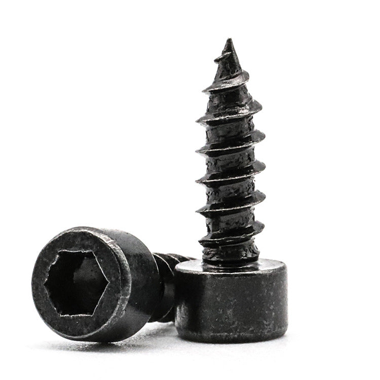 M2/M3/M4/M5 8.8 Grade Cylindrical Hex Head Self-Tapping Screws Black Wood Screws for Wood & Furniture Assembly