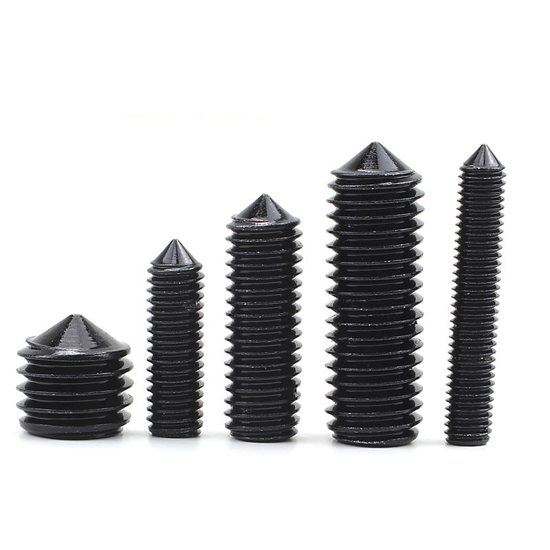 M3/M5/M8/M16 Grade 12.9 Carbon Steel Pointed Tip Set Screws Black Hex Socket Machine Rice Stop Screws for Machinery Positioning