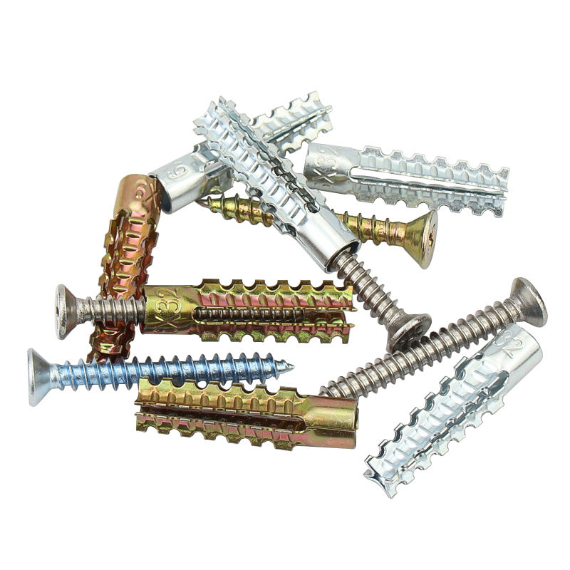 M5M6M8 Iron Serrated Gecko Expansion Screw Metal Expansion Pipe Nail Anti-loosening Cement Wall Lightweight Brick Expansion Pipe Nail for Construction & Home Renovation