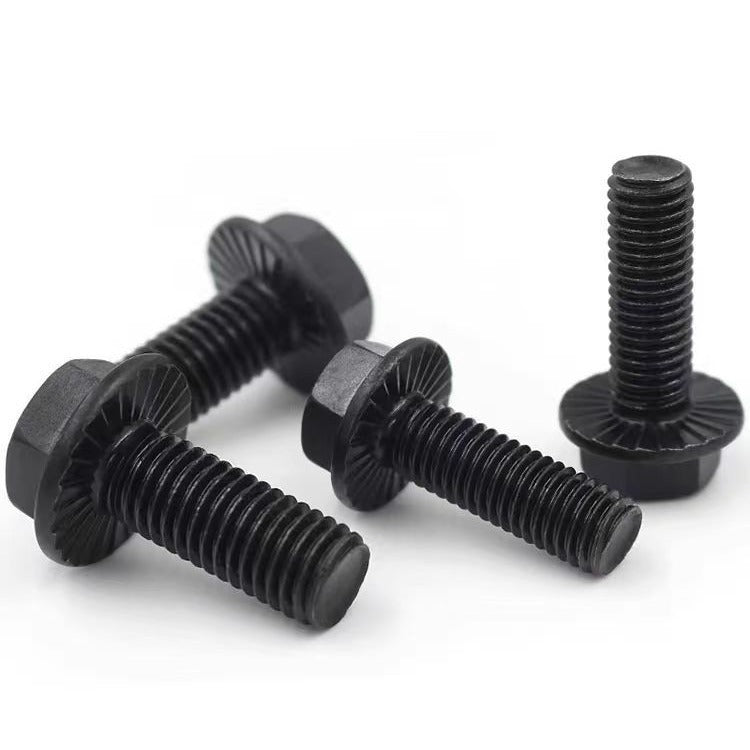 M6M8M10M12M14M16 10.9 grade toothed flange outer hexagon screw black with pad anti-skid hexagon bolt for Construction & Machinery