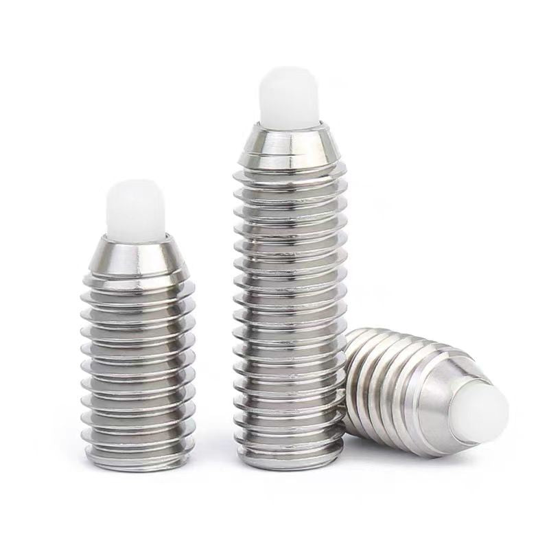 M3/M4/M5/M6/M8 304 stainless steel rubber head plunger setting screw POM rubber head telescopic bead buffer screw for Positioning, Buffering & Anti-Slip Assembly