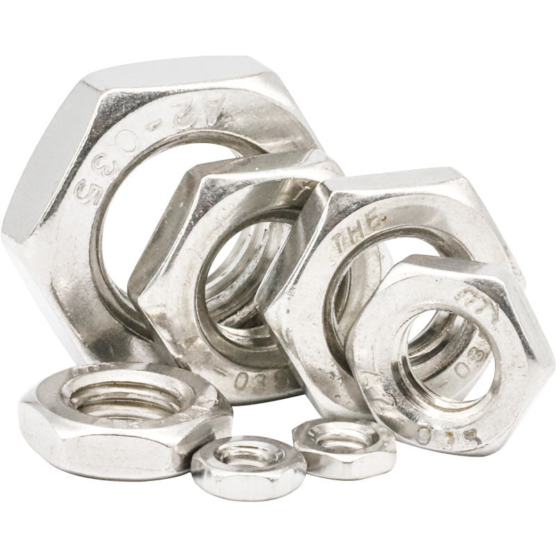 M6/M8/M12 304 stainless steel outer hexagonal thin nut fine tooth nut hexagonal flat nut for Industrial & Machinery Assembly