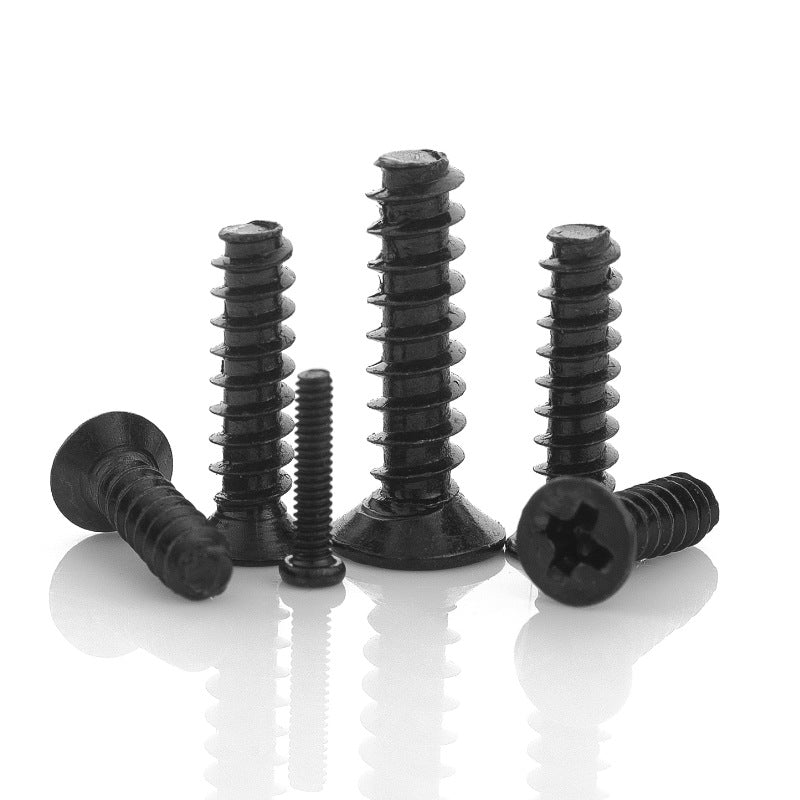 Carbon Steel Black Oxide Countersunk Head Flat Tail Self-Tapping Screws for Chassis & Fan Mounting