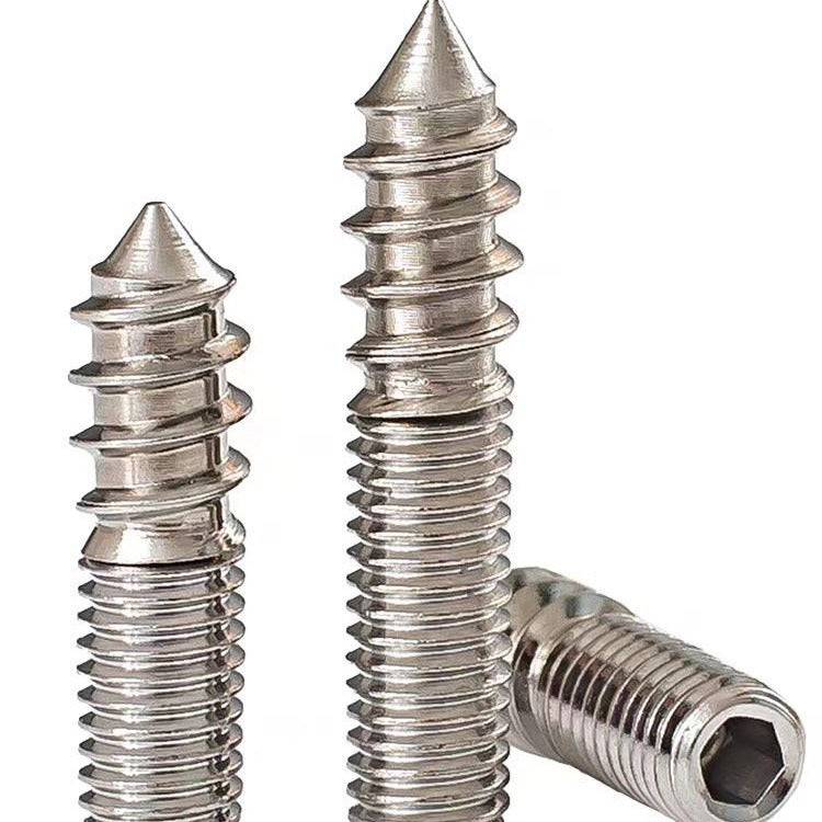 M4 M5 304 Stainless Steel Hexagonal Pointed Tail Double-Head Thread Self-Tapping Screws Furniture Bolts