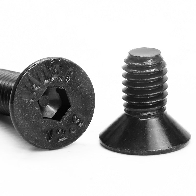 M2 Grade 12.9 Small Countersunk Head Hex Socket Screws Black Alloy Steel High Strength Fasteners for Machinery & Equipment