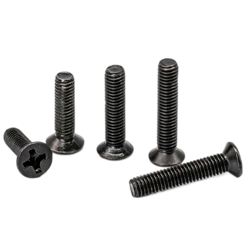 Hardened cross groove countersunk head machine screw quenching hair black flat head bolt screw for Industrial & Construction Use