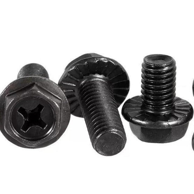 Carbon Steel Black Zinc Plated Cross Flange Screws Outer Hexagon Cave Flange Bolts Toothed Screws for Furniture & Machinery Assembly