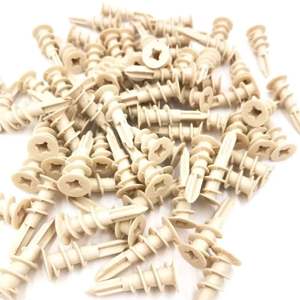 Plasterboard Anchor 100pcs 8x40mm  Drywall Nylon Ribbed Anchor  Self Drilling Wall Drywall Plastic Nylon Anchor