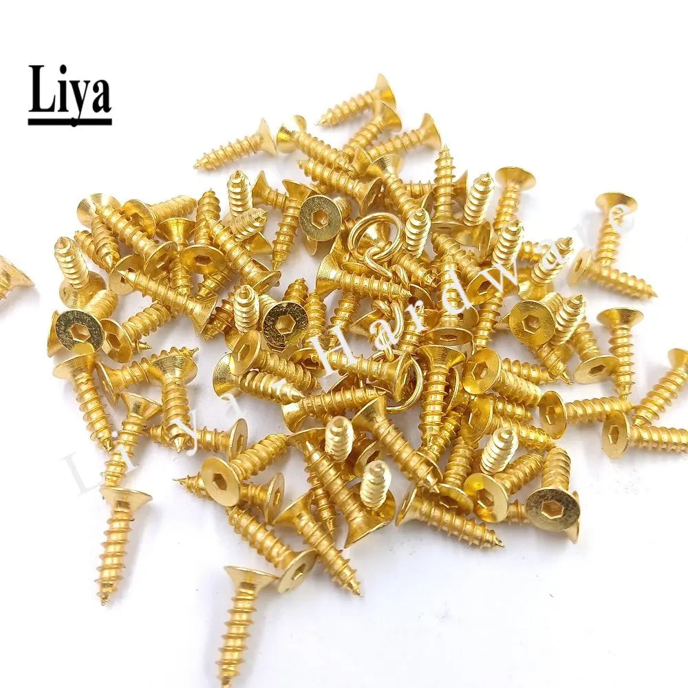 10pcs M3 M4 Titanium Plating Gold countersunk hexagon socket tapping screw