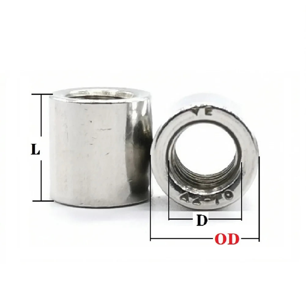 1-10pcs Coupling Nut M2 M2.5 M3 M4 M5 M6 M8 M10 M12 Stainless Steel 304 Extend Long Round Nuts