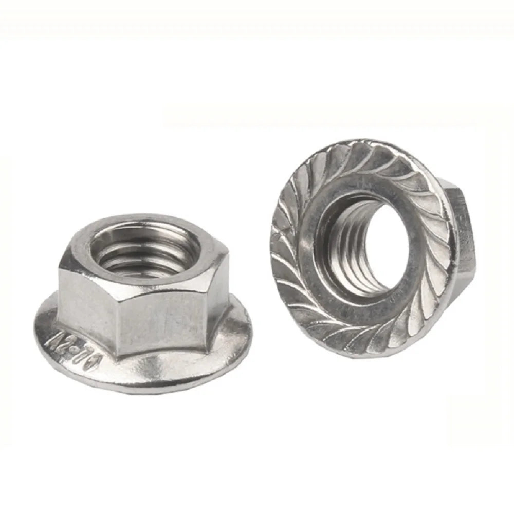 Fine teeth 2-5pcs M8x1.0 M10x1.0 M10x1.25 M12x1.25 M12x1.5 High Quality DIN6923 Stainless Steel 304 Hexagon Serrated Flange Nut
