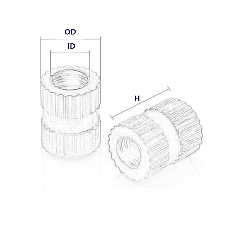 1/4 inch through hole copper knurled copper nut injection molded inlay nut hot melt embedded nut for Injection Mold Inlay & Hardware Insertion
