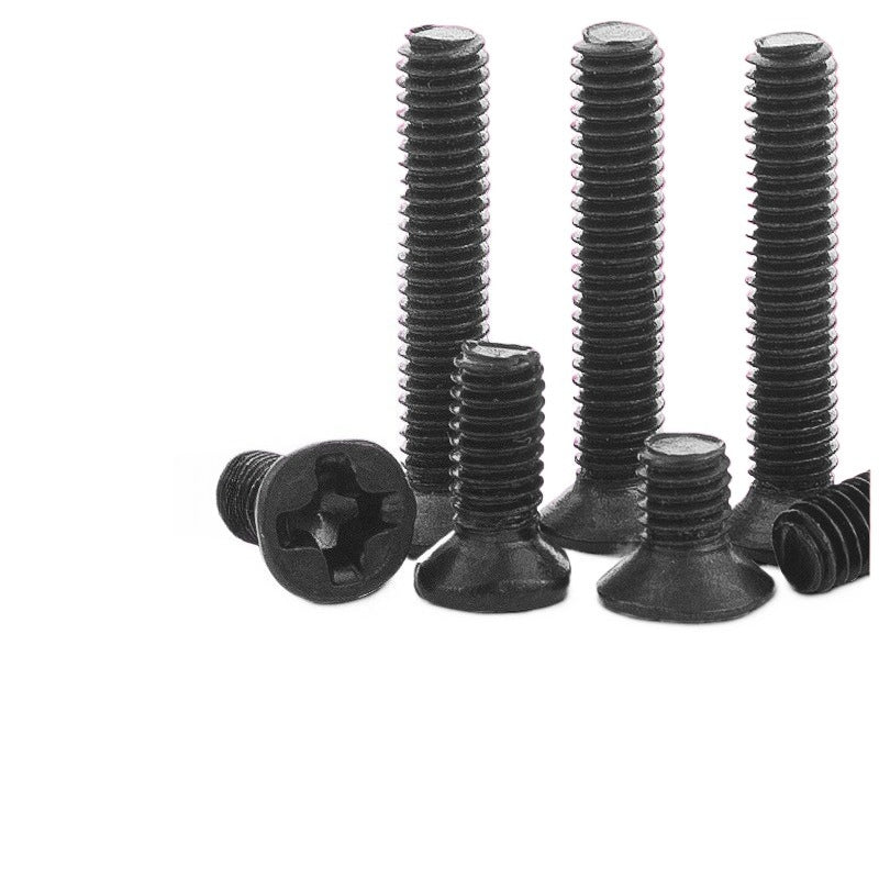 Hardened cross groove countersunk head machine screw quenching hair black flat head bolt screw for Industrial & Construction Use