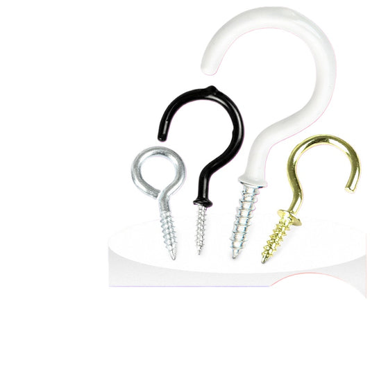 Self-Tapping Sheep Eye Ring Screws Black Question Mark Cup Light Hook Open/Closed Hardware