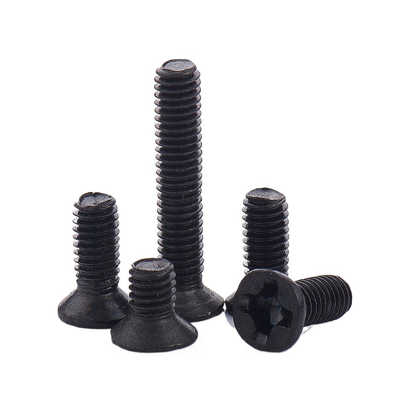 M3 M5 M6 Carbon Steel Black Countersunk Head Phillips Screws - Electronic & Mechanical Machine Screws for Device Repair