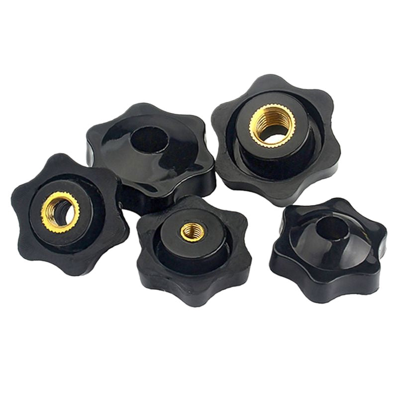 M4/M5/M6 Plum blossom hexagonal rubber head nut blind hole plastic rubber head nut through hole copper core hand screw nut for Equipment & Furniture