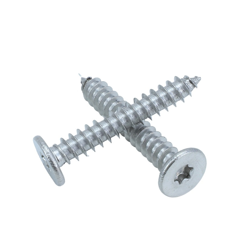 M2/M3/M4 304 Stainless Steel Plum Groove Large Flat Head Self-Tapping Screw Thin Head Self-Tapping Screw Flat Head Screw for Woodworking & Household Repairs