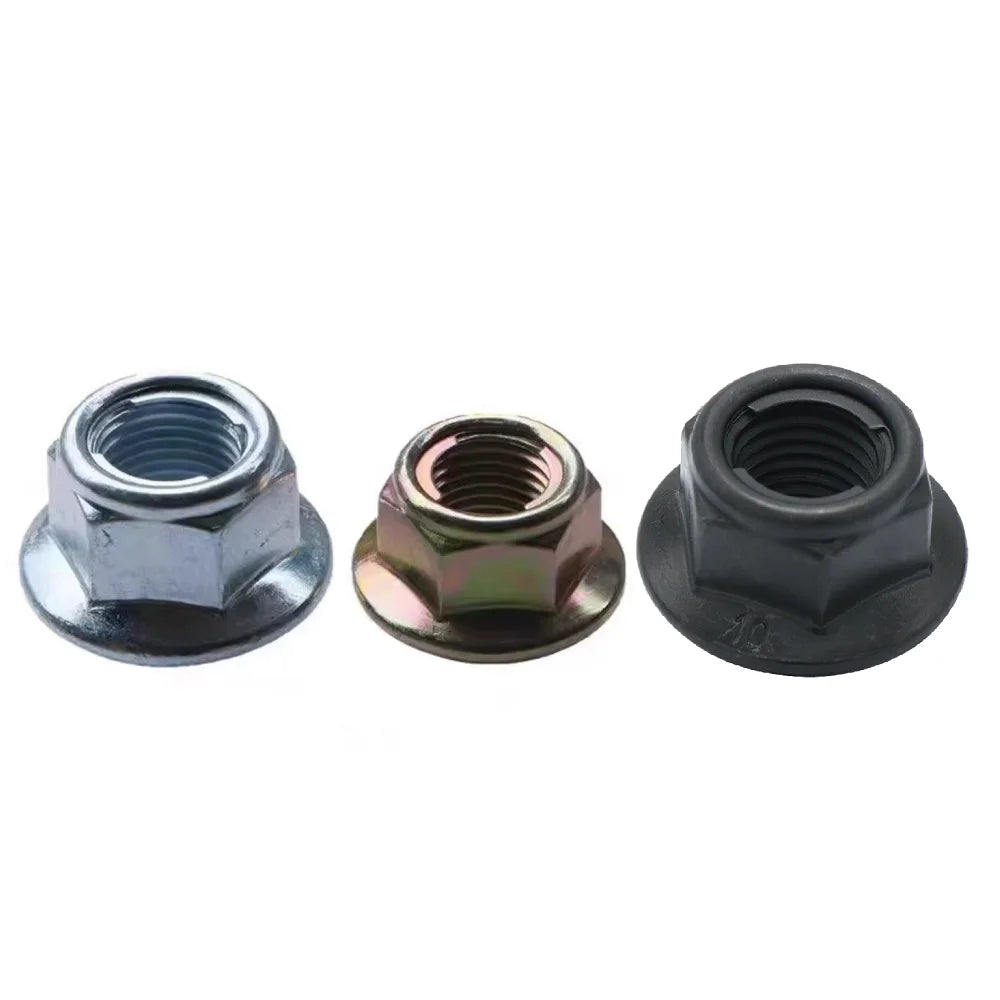 1-10pcs  GB6187 Plating Zinc 10 class Prevailing Torque Type All Metal Insert Hexagon Lock Nut With Flange Hex Self Locking