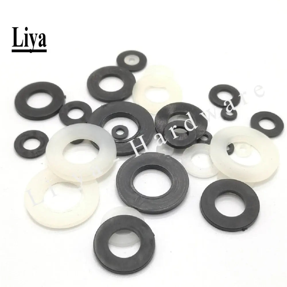 10-100pcs DIN125 ISO7089 M2 M2.5 M3 M4 M5 M6 M8 M10 White or Black Plastic Nylon Washer Flat Washer Gasket Plain Washer