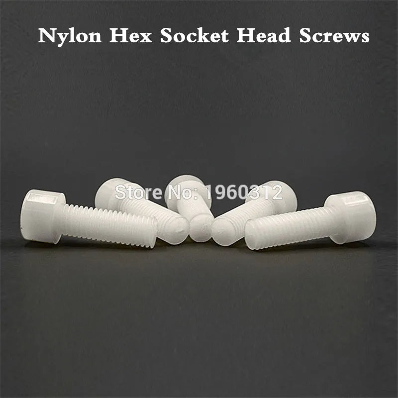 10-50pcs DIN912 M3 M4 M5 x 6/8/10//12/15/20/25/30/35/40 White Plastic Screw  Nylon Bolt Hexagon Hex Socket Head Cap Screws