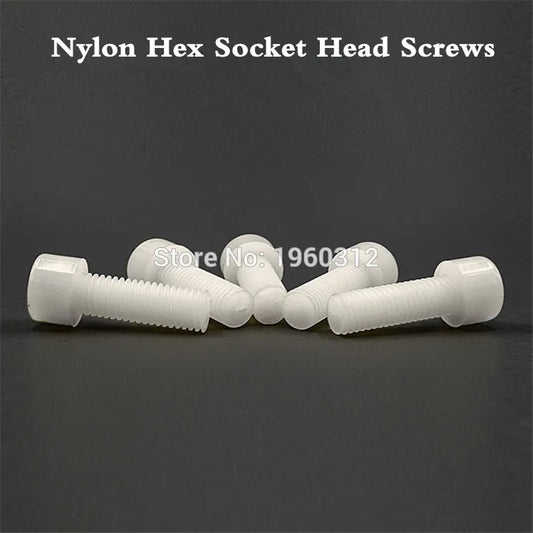 10-50pcs DIN912 M3 M4 M5 x 6/8/10//12/15/20/25/30/35/40 White Plastic Screw  Nylon Bolt Hexagon Hex Socket Head Cap Screws