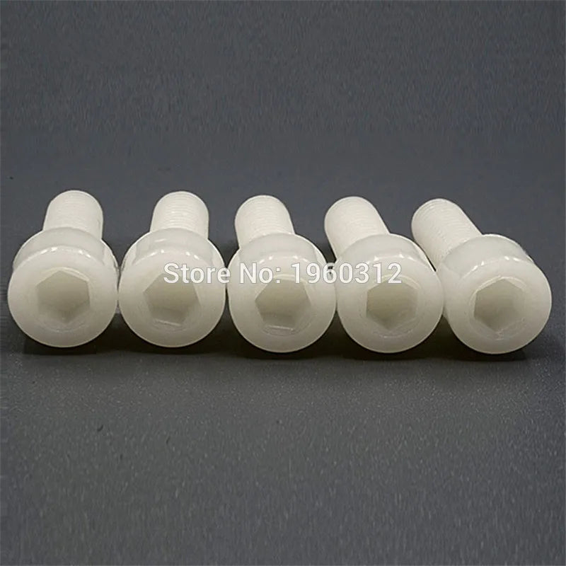 10-50pcs DIN912 M3 M4 M5 x 6/8/10//12/15/20/25/30/35/40 White Plastic Screw  Nylon Bolt Hexagon Hex Socket Head Cap Screws