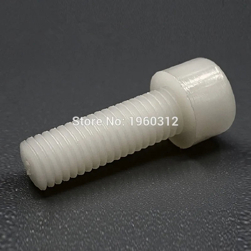 10-50pcs DIN912 M3 M4 M5 x 6/8/10//12/15/20/25/30/35/40 White Plastic Screw  Nylon Bolt Hexagon Hex Socket Head Cap Screws