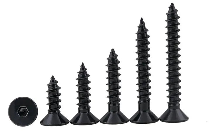 10-50pcs  M2 M2.5 M3 M3.5 M4 M5 M6  steel with black flat hex countersunk Head Self Tapping Screw Model Screw