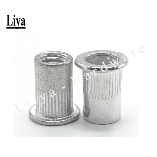 10-50pcs M3 M4 M5 M6 M8 M10  Flat Head Threaded aluminum Rivet Insert Nutsert Cap Rivet Nut